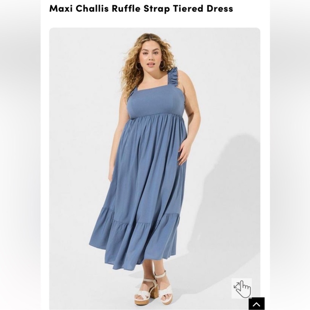 🌟NWT- Maxi Challis Ruffle Strap Tiered Dress from Torrid🌟